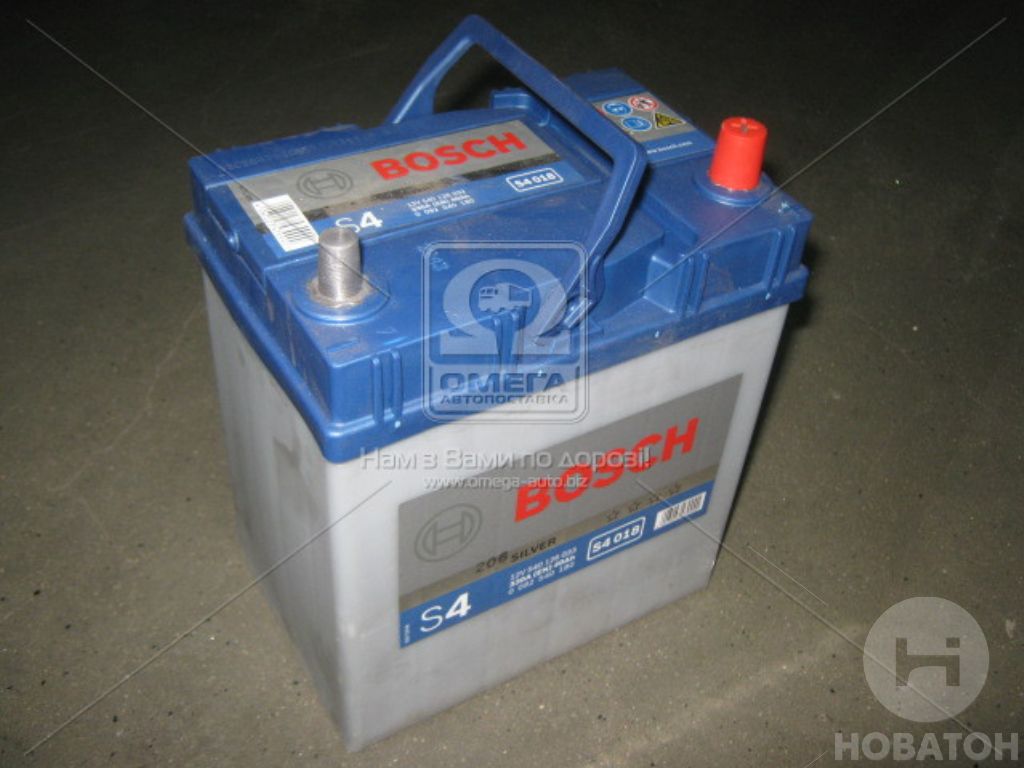 Аккумулятор   40Ah-12v BOSCH (S4018) (187x127x227),R,EN330( Азия) тонк.клеммы - фото 0