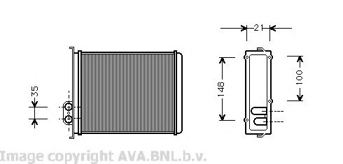 Радиатор, отопление салона (AVA COOLING VO6085 - фото 