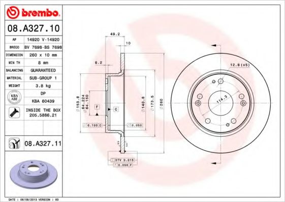 Гальмівний диск BREMBO 08.A327.11 - фото 