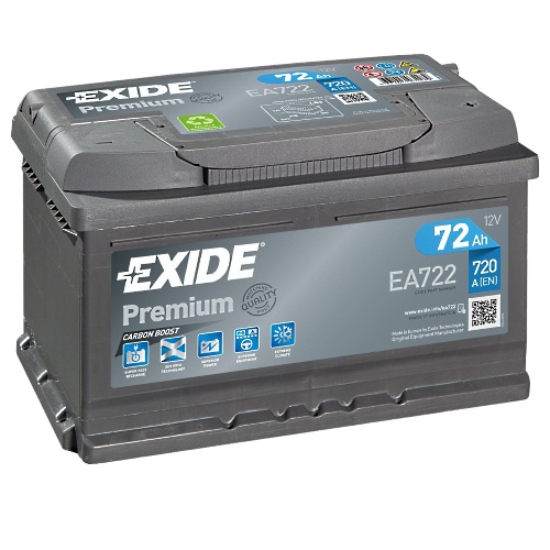 Аккумулятор   72Ah-12v Exide PREMIUM(278х175х175),R,EN720 !КАТ. -20% EXIDE EA722 - фото 