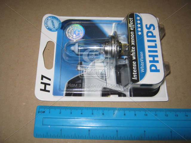 Лампа накаливания H7 WhiteVision 12V 55W PX26d (+60) (4300K) 1шт. blister (Philips) - фото 
