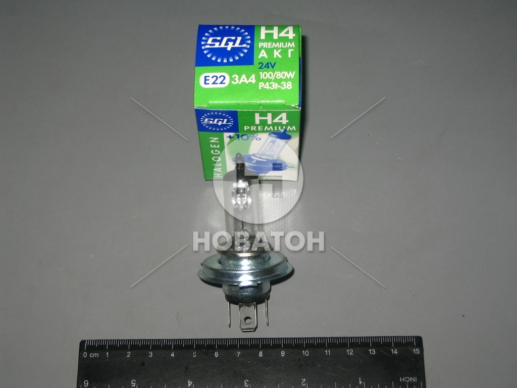 Лампа фарная АКГ 24-100+90 КамАЗ галогеновая H4 Р43t (Брест) - фото 