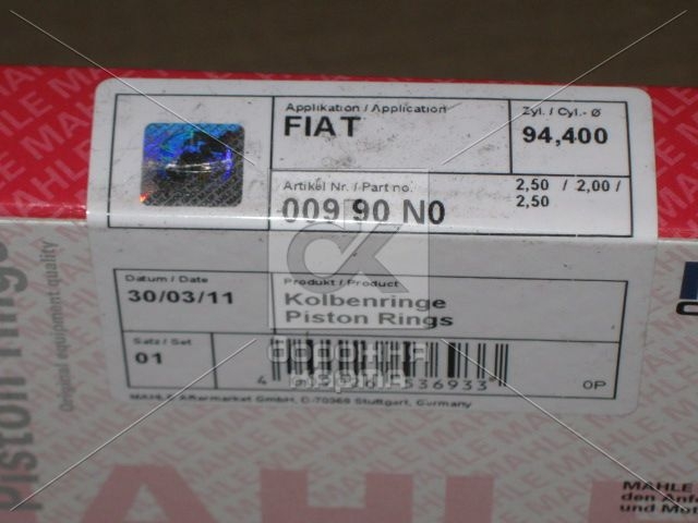 Кольца поршневые FIAT 94,40 2,5 x 2,0 x 2,5 2,8TD Euro2/3 (Mahle) 009 90 N0 - фото 