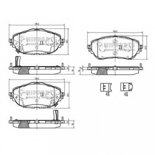 Колодки тормозные диск. Toyota COROLLA 13-; AURIS 12-; (вир-во Nipparts) NIPPARTS N3602150 - фото 