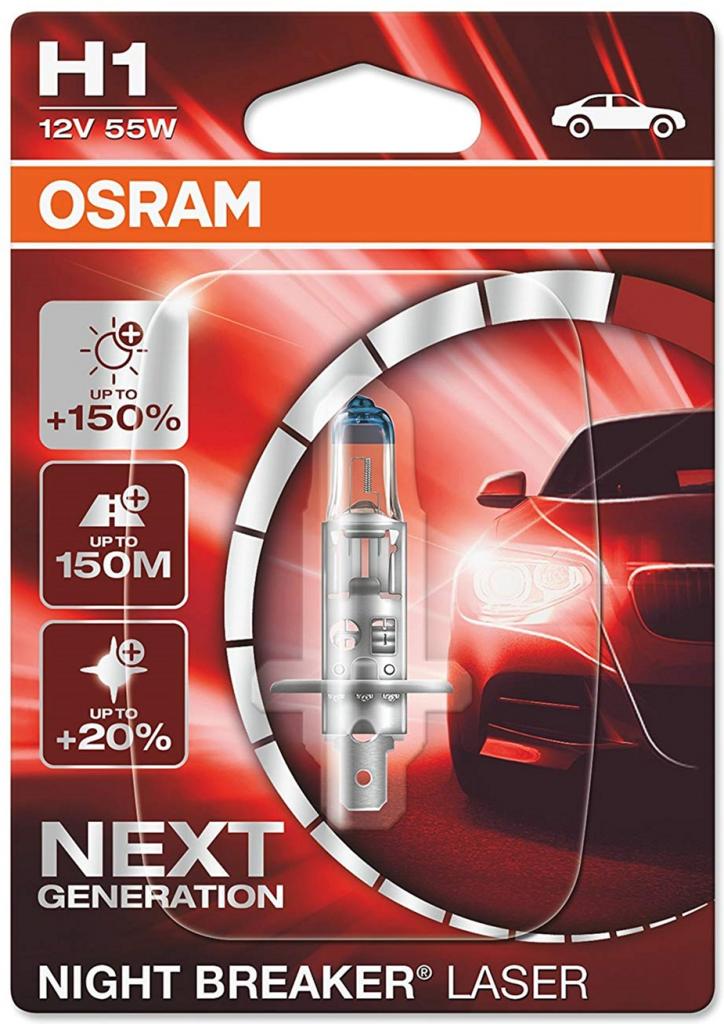 Лампа фарна H1 12V 55W P14,5s NIGHT BREAKER LASER next generation (1 шт) blister (вир-во OSRAM) - фото 