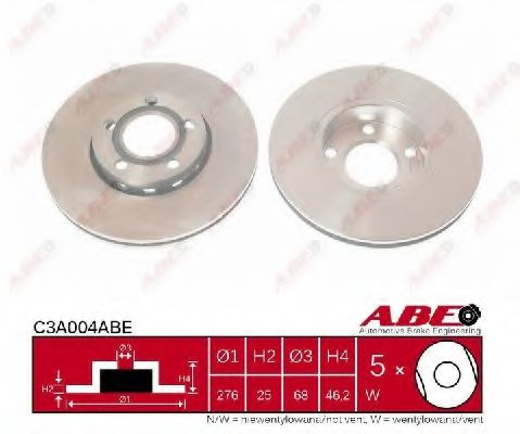 Диск тормозной передний (вентилируемый) (в упаковке два диска, цена указана за один) (ABE) - фото 