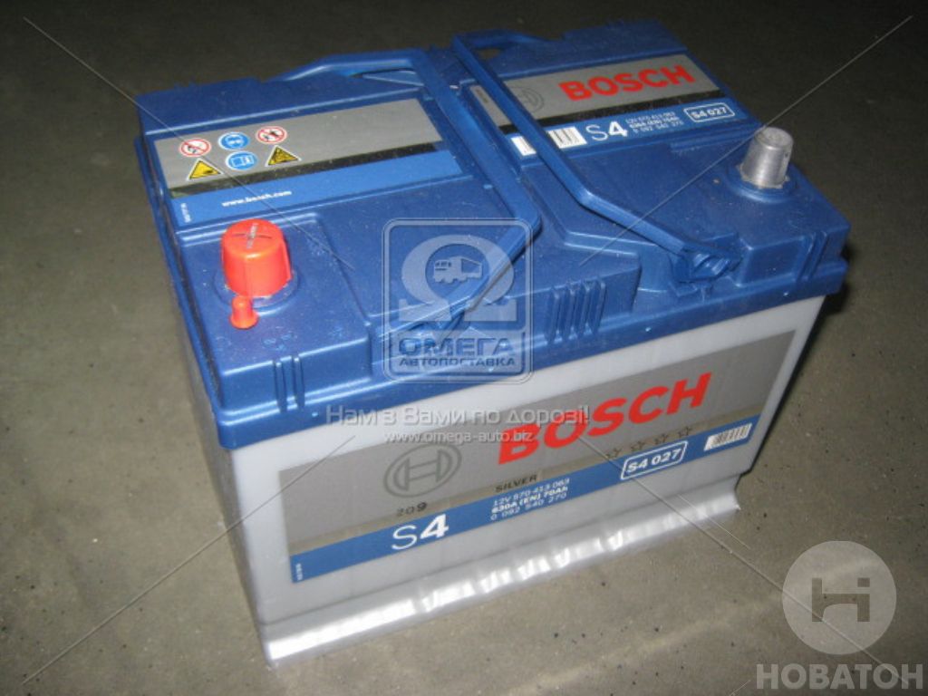 Аккумулятор   70Ah-12v BOSCH (S4027) (261x175x220),L,EN630(Азия) - фото 