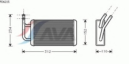 FORD (ФОРД) TRANSIT 86-2/00 Радиатор отопителя (печки) -AC 10/94- [OE. 95Volkswagen 18476 AB / AC] (AVA AVA COOLING FD 6215 - фото 