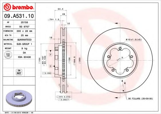Гальмівний диск BREMBO 09.A531.10 - фото 
