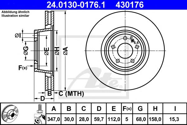 Диск тормозной передний (вентилируемый) (в упаковке два диска, цена указана за один) (ATE) 24.0130-0176.1 - фото 