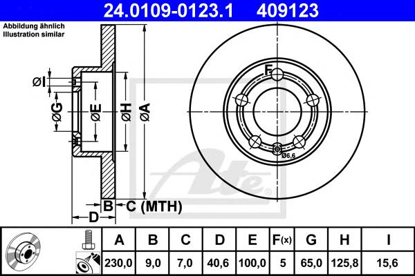 Диск тормозной задний (невентилируемый) (в упаковке два диска, цена указана за один) (ATE) - фото 