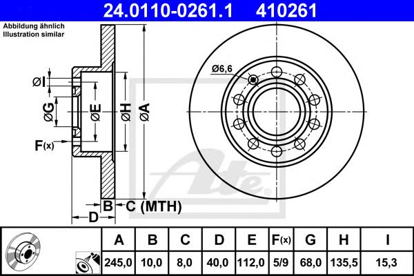Диск тормозной передний (вентилируемый) (в упаковке два диска, цена указана за один) (ATE) - фото 