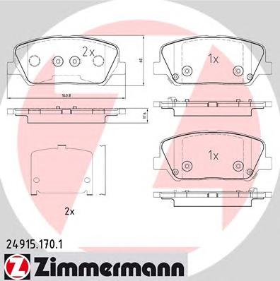 Комплект тормозных колодок, дисковый тормоз ZIMMERMANN 24915.170.1 - фото 