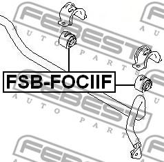 ВТУЛКА ПЕРЕДНЕГО СТАБИЛИЗАТОРА D19,5 FORD FOCUS II 2004-2008 Febest FSB-FOCIIF - фото 1