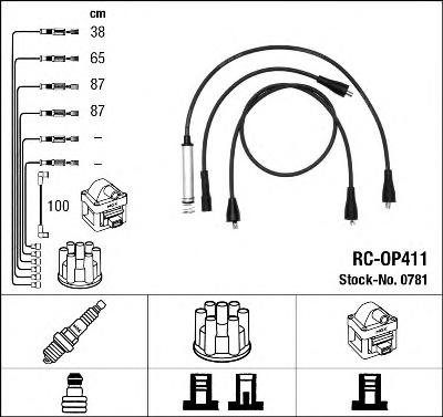 Дріт запалювання (код 0781) OPEL OMEGA A,B (вир-во NGK) RC-OP411 - фото 