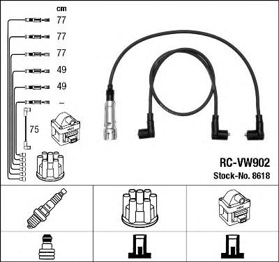 Комплект кабелей высоковольтных (Выр-во NGK) RCVW902 - фото 