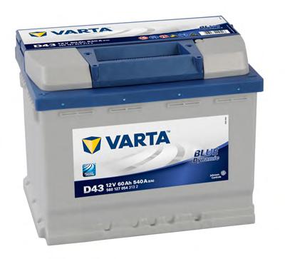 Аккумулятор   60Ah-12v VARTA BD(D43) (242х175х190),L,EN540 !КАТ. -10% - фото 
