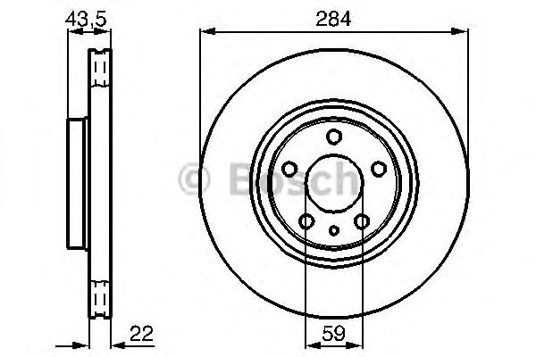 Диск тормозной передний (вентилируемый) (в упаковке два диска, цена указана за один) (BOSCH) - фото 