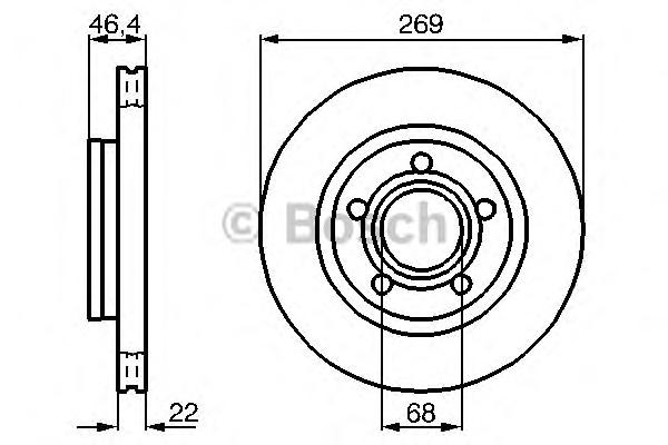 Диск тормозной задний (вентилируемый) (в упаковке два диска, цена указана за один) (BOSCH) - фото 