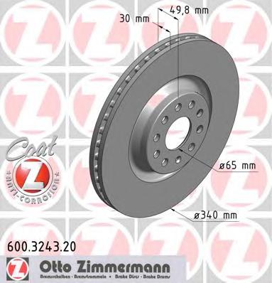 Тормозной диск ZIMMERMANN 600.3243.20 - фото 