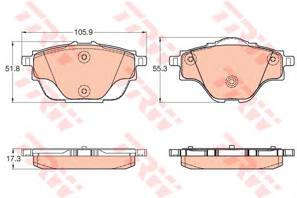 Гальмівні колодки, дискові (TRW AUTOMOTIVE) GDB2034 - фото 