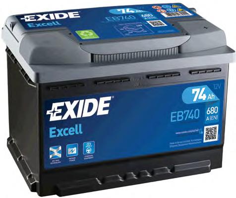 Аккумулятор на авто 74Ah-12v Exide EXCELL(278х175х190),R,EN680 EXIDE EB740 - фото 