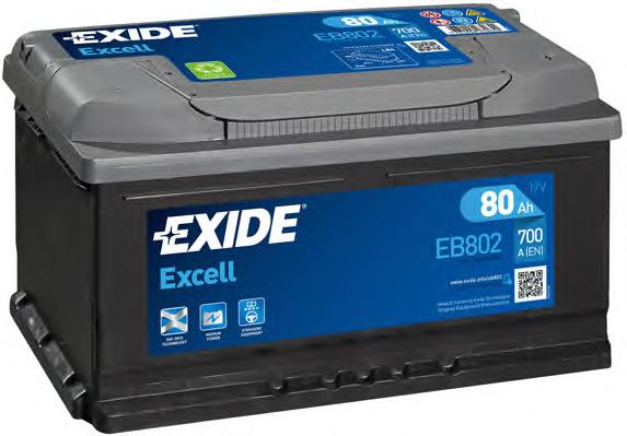 Акумулятор   80Ah-12v Exide EXCELL(315х175х175),R,EN700 !КАТ. -10% EXIDE EB802 - фото 