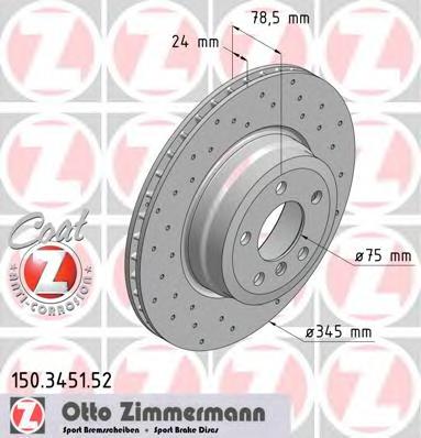 Тормозной диск ZIMMERMANN 150.3451.52 - фото 