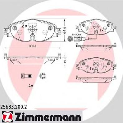 Комплект тормозных колодок, дисковый тормоз ZIMMERMANN 25683.200.2 - фото 