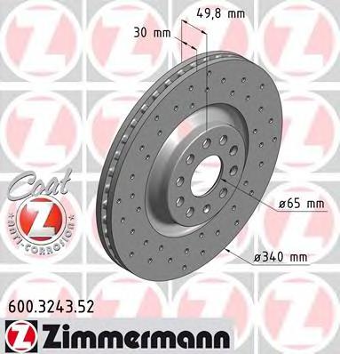 Тормозные диски( с перфорацией) ZIMMERMANN 600324352 - фото 