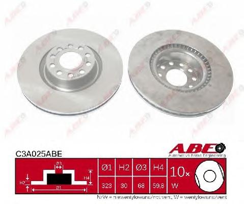 Диск тормозной передний (вентилируемый) (в упаковке два диска, цена указана за один) (ABE) - фото 