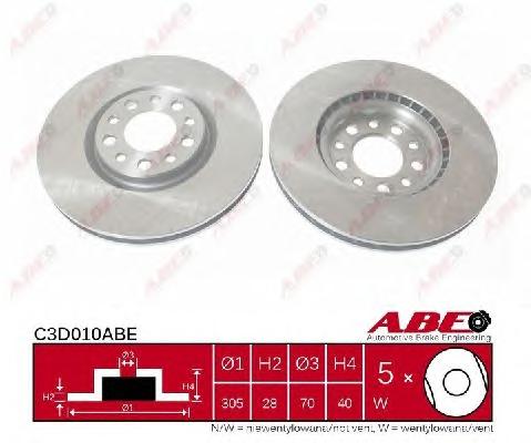 Диск гальмівний передній (вентильований) (в упаковці два диска, ціна вказана за один)  (вир-во ABE) - фото 0