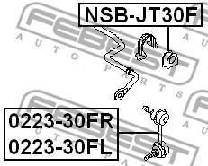 ВТУЛКА ПЕРЕДНЕГО СТАБИЛИЗАТОРА D25 (NISSAN X-TRAIL T30 2000-2006) FEBEST Febest NSB-JT30F - фото 1