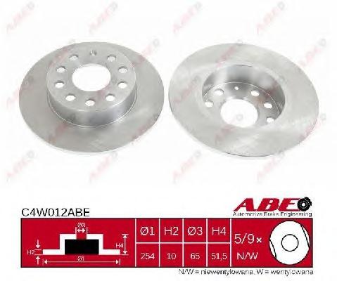 Диск тормозной задний (невентилируемый) (в упаковке два диска, цена указана за один) (ABE) C4W012ABE - фото 