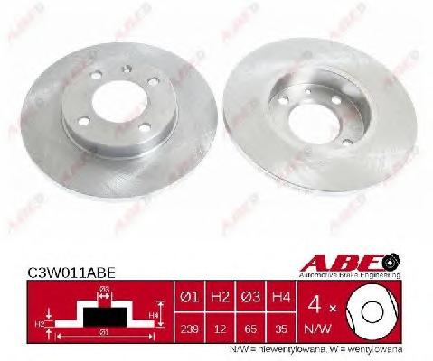 Диск тормозной передний (невентилируемый) (в упаковке два диска, цена указана за один) (ABE) C3W011ABE - фото 