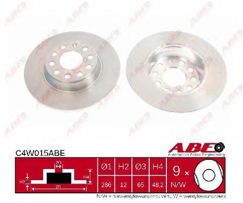 Диск тормозной задний (невентилируемый) (в упаковке два диска, цена указана за один) (ABE) C4W015ABE - фото 