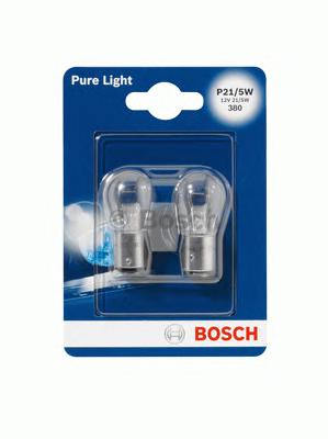 Лампа розжарювання P21/5W 12V 21/5W PURE LIGHT (blister 2 шт) (вир-во Bosch) BOSCH 1 987 301 016 - фото 