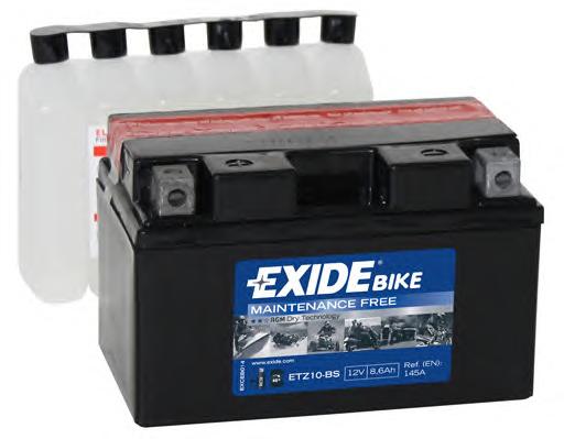 Акумулятор    8,6Ah-12v Exide AGM (ETZ10-BS) (150х87х93) L, EN145 !КАТ. -20% EXIDE ETZ10-BS - фото 