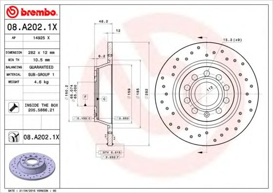 Гальмівні диски (BREMBO) 08.A202.1X - фото 