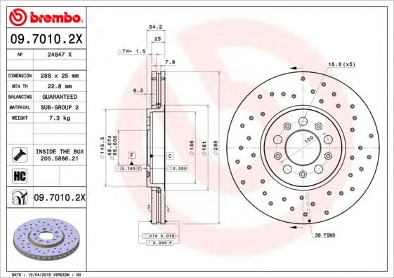 Гальмівні диски (BREMBO) 09.7010.2X - фото 