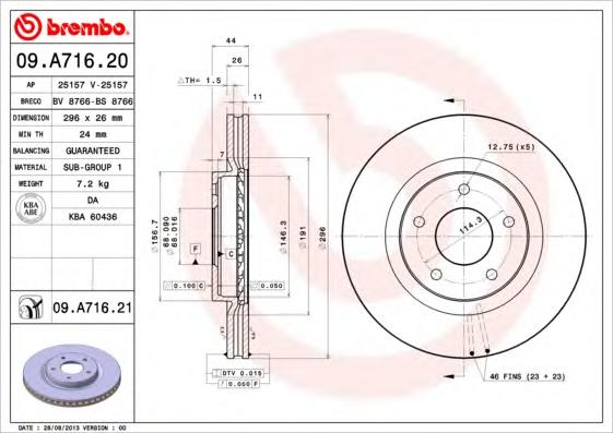 Тормозной диск BREMBO 09.A716.20 - фото 