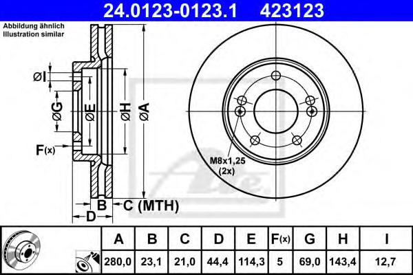 Гальмівний диск (ви-во ATE) 24.0123-0123.1 - фото 