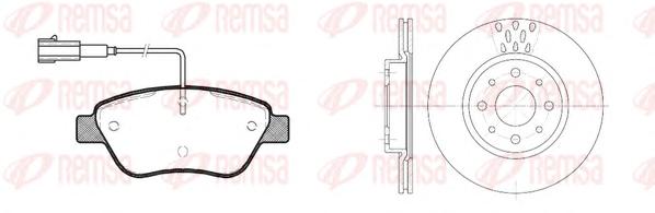 Комплект гальмівний передн. FIAT DOBLO 1.3-1.9D 03-,IDEA 1.3D 1.9D 04-,PANDA (вир-во REMSA) - фото 