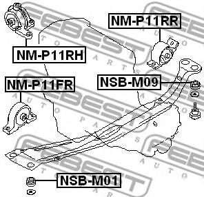 Подушка двигуна задня NISSAN (в-во FEBEST) Febest NM-P11RR - фото 1