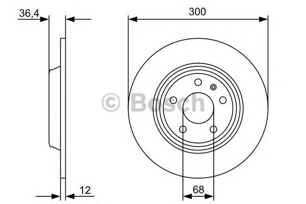 Диск тормозной задний (невентилируемый) (в упаковке два диска, цена указана за один) (BOSCH) - фото 