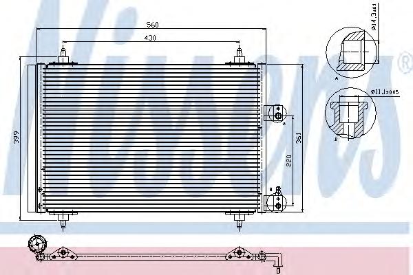 Радиатор кондиционера (конденсер) PT 307(00-)1.4 HDi(+)[OE 6453.FH] (NISSENS) - фото 