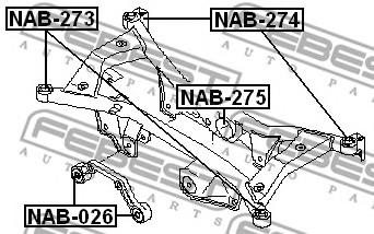 САЙЛЕНБЛОК ЗАДНЬОЇ БАЛКИ NISSAN X-TRAIL T30 2000-2006 Febest NAB-273 - фото 1