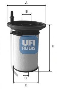 Фільтр паливний FIAT DOBLO, PANDA 1.3, 1.6 D 10- (вир-во UFI) - фото 0