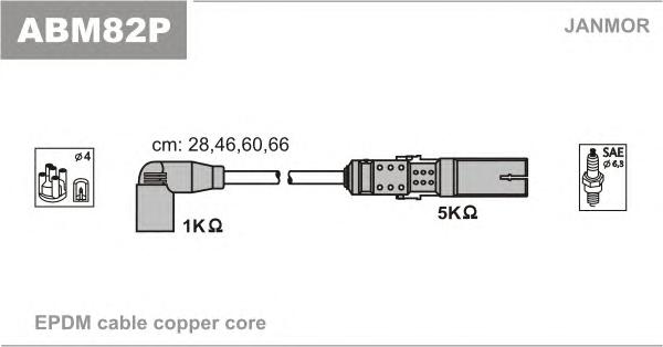 Провода зажигания (EPDM) Skoda OCTAVIA 1.6 (1Z3,1Z5) BGU,BSE,BSF,CCSA (Janmor) ABM82P - фото 