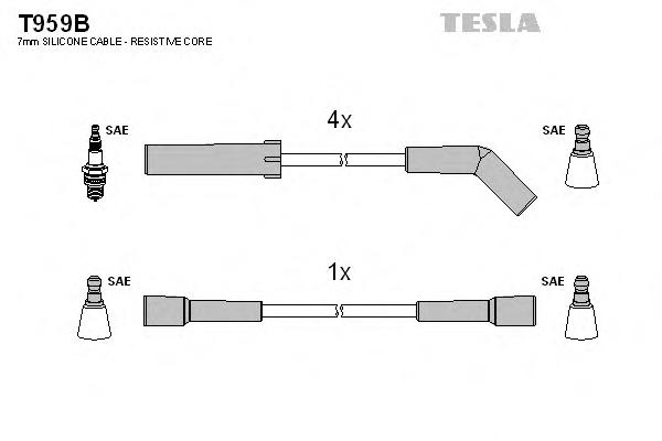 Комплект дротів запалювання Tesla T959B - фото 